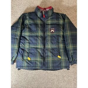 Tommy Hilfiger VTG 90s Reversible Green Plaid Blue‎ Down Puffer Jacket Mens L
